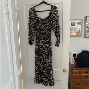 H&M Black Maxi Dress with Cream Floral Print